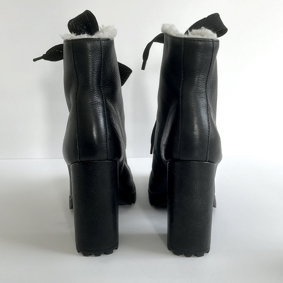 Schutz Zhara Shoes Lace Up Pointed Toe Block High Heel Combat Boots Size 10 New - Picture 7 of 9